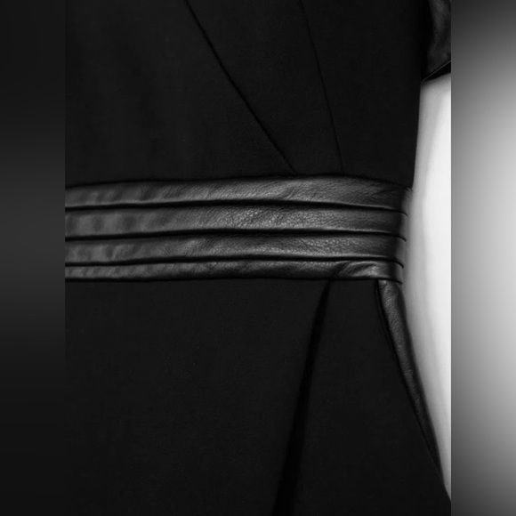 The Kooples Hopla Italian Lamb Leather Trimmed Sheath Wrap Dress - Picture 7 of 16